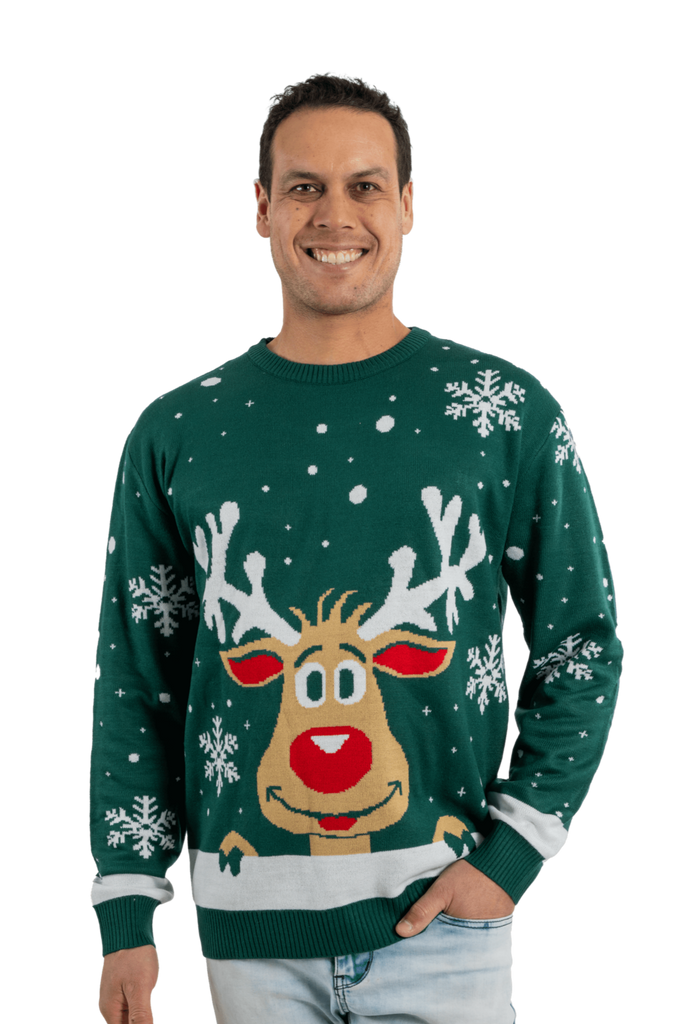 mens green rudolph christmas jumper