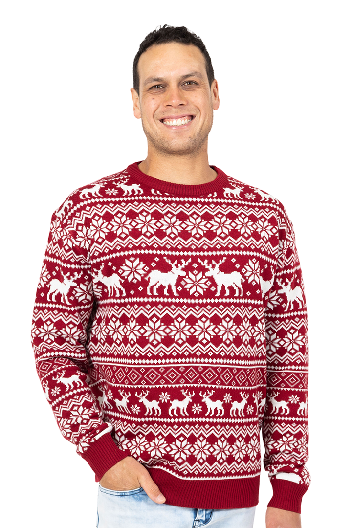 Men's Red Fair Isle Christmas Jumper Christmas Jumpers AU Christmas